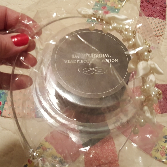 #222 David's Bridal - Crystal & Pearl like beaded Ivory headband - Picture 9 of 9